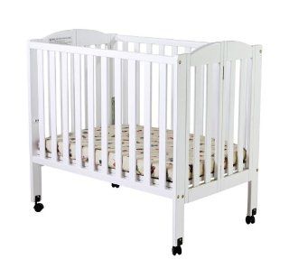 Dream On Me 2 in 1 Portable Folding Stationary Side Crib, White  Mini Crib  Baby