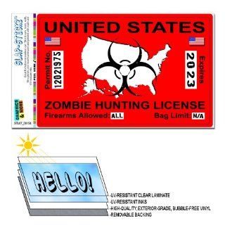 Zombie Hunting License Permit Red United States   Biohazard Response Team SLAP STICKZ(TM) Automotive Car Window Locker Bumper Sticker: Automotive