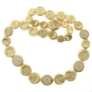 Designer Inspired Gold Disc Necklace with Pave: Jewelry