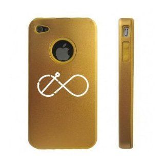 Apple iPhone 4 4S 4G Yellow Gold D9176 Aluminum & Silicone Case Infinity Infinite Anchor Cell Phones & Accessories