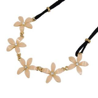 Lobster Clasp Faceted Beads Decor Flower Pendant Sweater Necklace Gold Tone: Jewelry