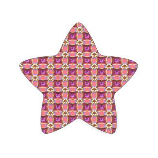 Vintage Fabric Pattern. Elegant Pink Purple & Gold Star Stickers