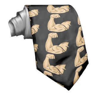 CARTOON MUSCLES MAN strong arm biceps athletic pow Tie