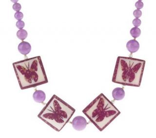 Lee Sands Butterfly Tile & Cultured Pearl Necklace —