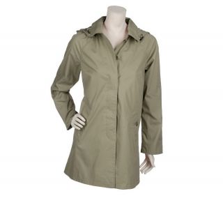 Dennis Basso Swing Coat w/Removable Hood and Striped Lining —