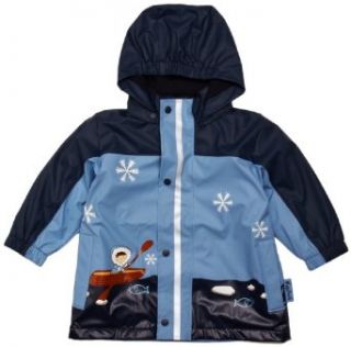 Playshoes Jungen Regenmantel 408595 11 Playshoes Winter Regenjacke mit Fleecefutter, Style Eskimo, marine hellblau (Weitere Farben): Bekleidung