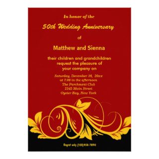 Gold Swirls Anniversary Custom Invitations