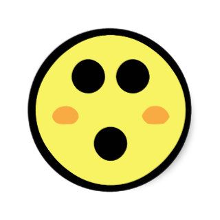 Yellow Blushing Smiley Face Round Stickers