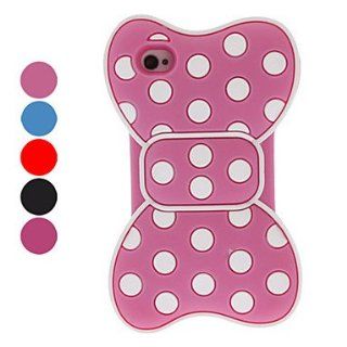 3D White Round Dots Bowknot Style Silica Soft Case for iPhone 4/4S (Assorted Colors) ( Color  Red )  Cell Phone Carrying Cases  Sports & Outdoors