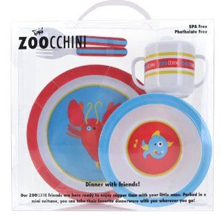 Zoochini 5 Piece Whimsical Dinnerware Set (Safari) : Baby Feeding Gift Sets : Baby