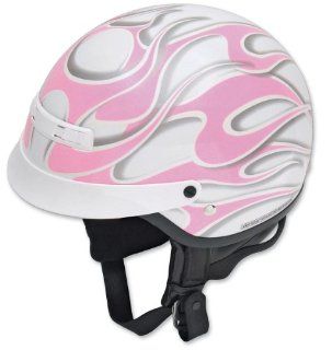 Z1R Nomad Helmet, Pink Ghost Flames, Size: Md, Primary Color: Pink, Helmet Category: Street, Helmet Type: Half Helmets 0103 0228: Automotive