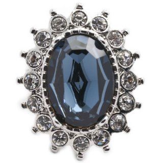 Kenneth Jay Lane Simulated Sapphire Silvertone Princess Ring Adj. Size: Jewelry