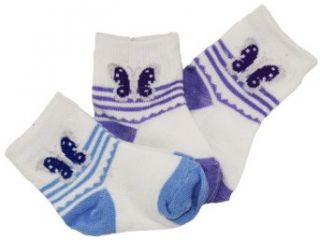 Sweet & Soft Layette Baby Girls Butterfly Crew Socks 3 Pair 0 6M Multi: Clothing