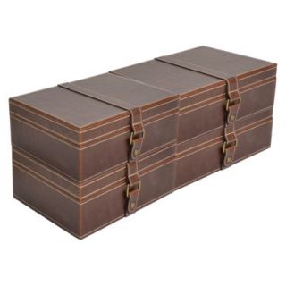 Threshold™ Leather Lidded Box   Set of 4   Brown