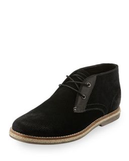 Cade Perforated Suede Chukka Boot, Black