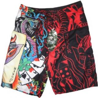 Men's Ed Hardy Swim Trunks Board Shorts Joker Red at  Mens Clothing store: Fashion Board Shorts