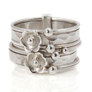 flower silver stacking ring by charlotte's web