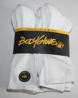 Body Glove Men's Performance Crew Socks 6 Pair (White): Clothing