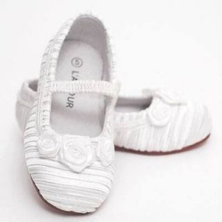 L'Amour White Satin Dress Shoes Toddler Girl Size 5: Flats Shoes: Shoes