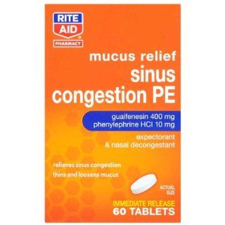 Rite Aid Mucus Relief Sinus, Tablets, 60 ct: Health & Personal Care