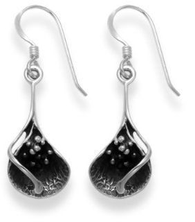 Heather Needham, Sterling Silver Calla Lily Drop Earrings   Size: 18mm X 10mm Max. Oxidised Finish.: Jewelry