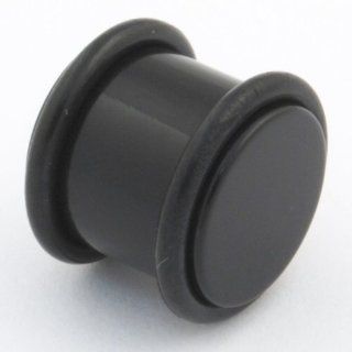 One Acrylic Plug: 1 1/2"g 3/8" Black (SOLD INDIVIDUALLY. ORDER TWO FOR A PAIR.): Inc. Halftone Bodyworks: Jewelry