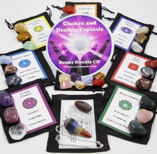 Ultimate 30 Stone Chakra Set with Crystal Healing Natural Mineral Tumbled Gemstones for All 7 Chakras. Includes 7 Stones Travel Set, Chakra Pendulum, Shiva Lingam, Clear Quartz Point, Satin Bags, Information Cards with Symbols and Bonus Cd. Uses: Metaphysi