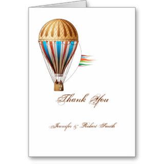 Vintage Hot Air Balloon Wedding Thank You Card