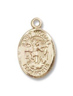 Small Childrens Jewelry, Girls or Boys 14kt Gold St. Michael the Archangel Medal. St. Michael the Archangel Is Known for Protection As Well As the Patron of Against Danger At Sea, Against Temptations, Ambulance Drivers, Artists, Bakers, Bankers, Banking, B