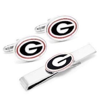 Georgia Bulldogs Cufflinks and Tie Bar Gift Set: Clothing
