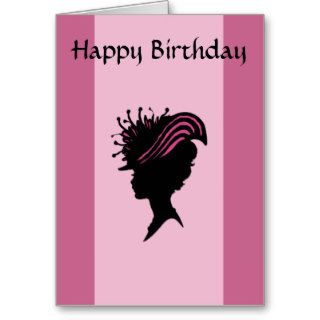 Victorian Lady Black Silhouette Fancy Hat Birthday Greeting Cards