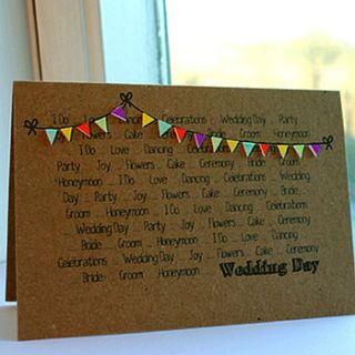 bright bunting wedding congratulations card by little silverleaf