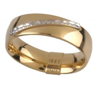 Two Tone Diamond Cut Band Ring 18K Gold —