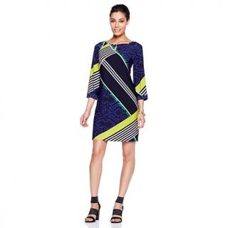 Vince Camuto Mixed Media Print Bell Sleeve Shift Dress