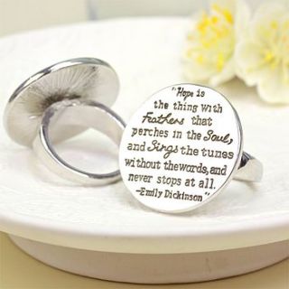 words of hope ring in silver by lisa angel