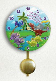 Cute Illustrated Dinosaurs 6" Silent Pendulum Wall Clock Handmade so Beutiful for Everyone Fast Shipping : Everything Else