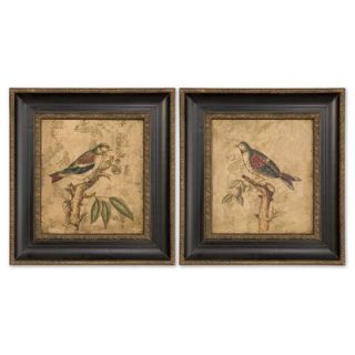 Uttermost Colorful Birds on Branch 2 Piece Original Painting on Shadow