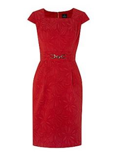 Adrianna Papell Floral jacquard dress Red