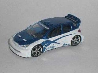 Peugeot 206 Blau Weiss Tuning 3 inches 1/55 1/60 1/64 Norev Modellauto Modell Auto: Spielzeug