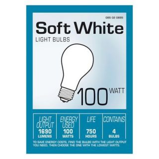 Soft White 100 watt Light Bulbs 4 pk.