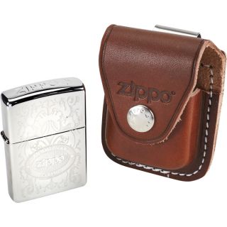 Zippo Windproof Crown Stamp Lighter with Leather Pouch