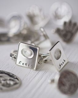 personalised fingerprint cufflinks by button and bean