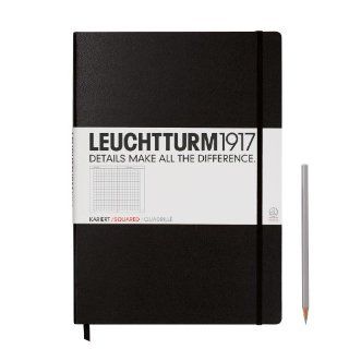 LEUCHTTURM1917 307959 Notizbuch Master (A4+), 233 Seiten, kariert schwarz: Bürobedarf & Schreibwaren