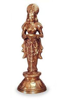 Lakshmi Statue stehend Figur aus Messing, Hhe 41 cm, indische Gttin: Küche & Haushalt