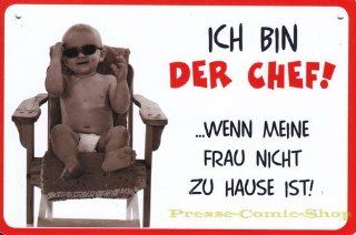 Plastikschild / Postkarte   Coole Schilder   "Ich bin der Chef!"(253): Küche & Haushalt