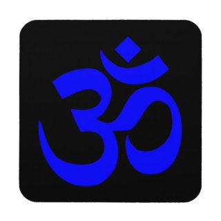 Black and Blue Om Symbol Beverage Coasters