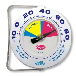Cooper Atkins 255 14 1 Bi Metal HACCP Refrigerator and Freezer Thermometer, 6" Dial Size,  10 to 80 degrees F Temperature Range: Industrial & Scientific