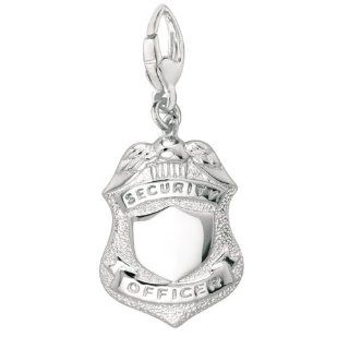Sterling Silver POLICE BADGE Charm Clasp Style Charms Jewelry