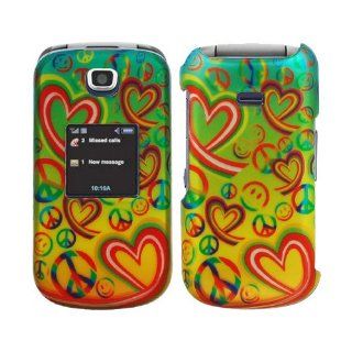 Rainbow Peace Happy Face Heart Rubber Coating Snap on Case Hard Case Cover Faceplate for Samsung T259 /T mobile: Cell Phones & Accessories