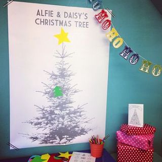 personalised christmas tree poster kit by claire close